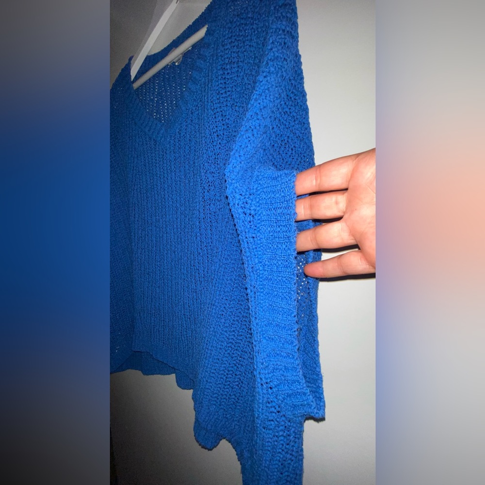 Tommy Bahama Marlina Blue Tape Yarn Open Knit V-Neck Sweater M Medium see photos - Picture 4 of 13
